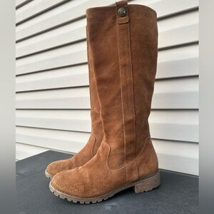 Brown Suede Knee-High Boots